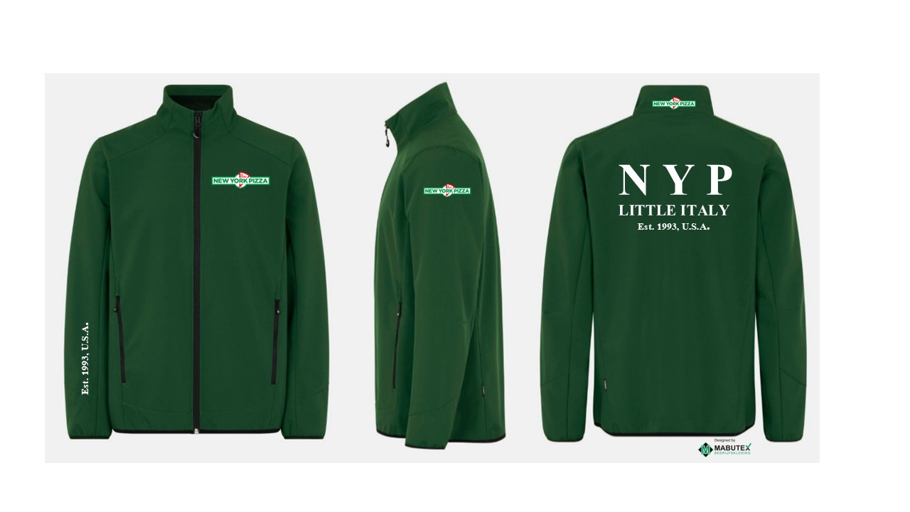 New York Pizza MABUTEX Bedrijfskleding Leek Custom Made Softshelljas Winterjas Duurzame Werkkleding